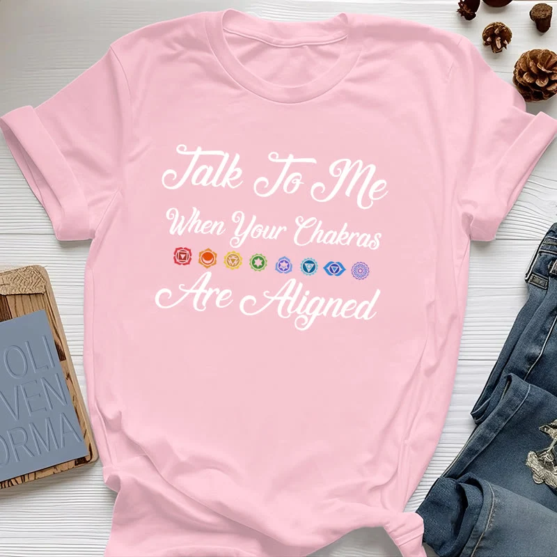 Olivenorma Yoga-T-Shirt „Sprich mit mir, wenn deine Chakren ausgerichtet sind“