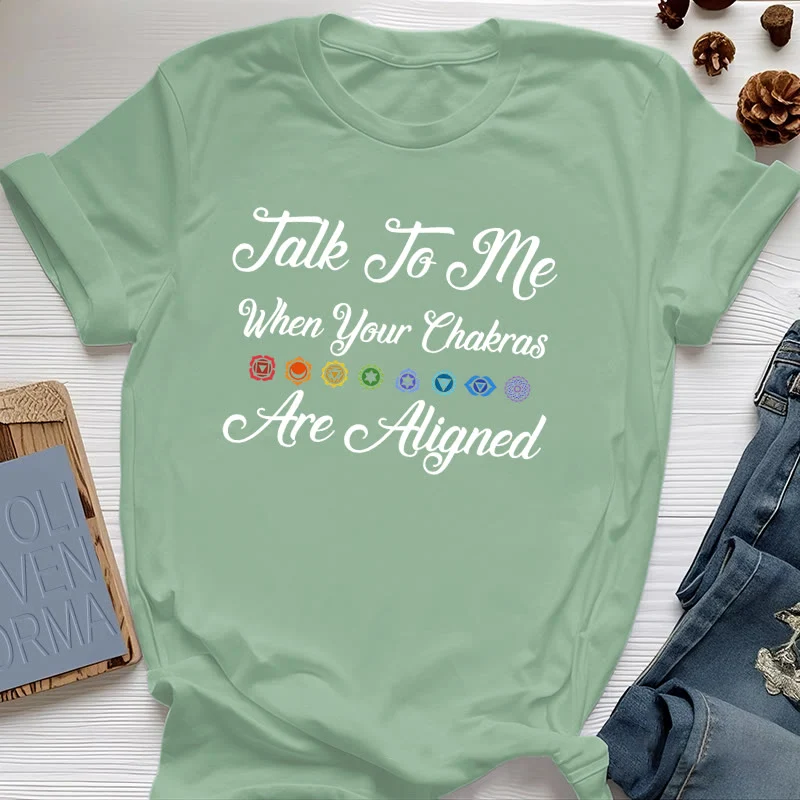 Olivenorma Yoga-T-Shirt „Sprich mit mir, wenn deine Chakren ausgerichtet sind“