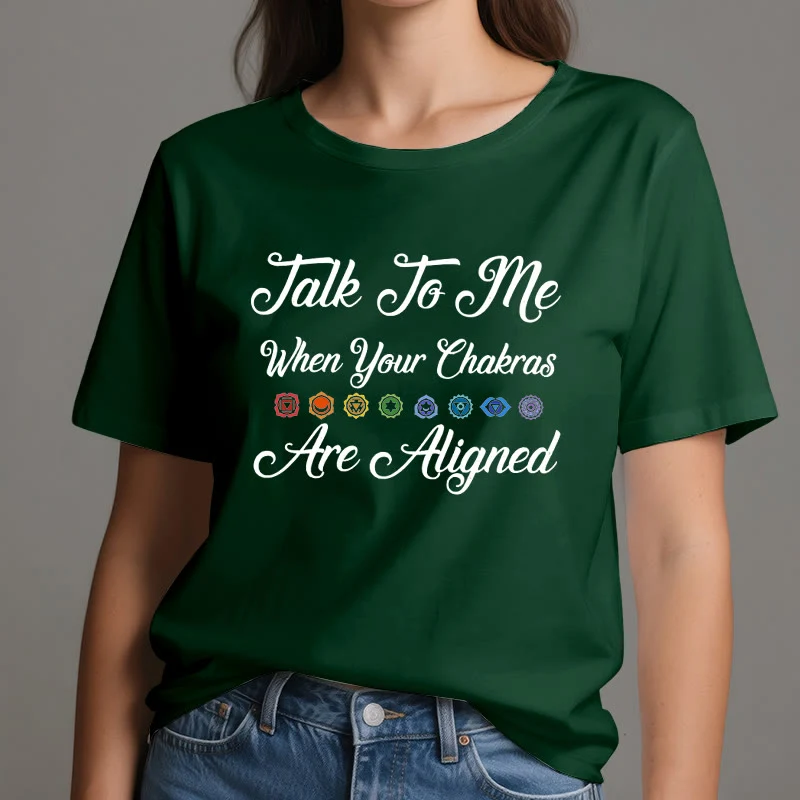 Olivenorma Yoga-T-Shirt „Sprich mit mir, wenn deine Chakren ausgerichtet sind“