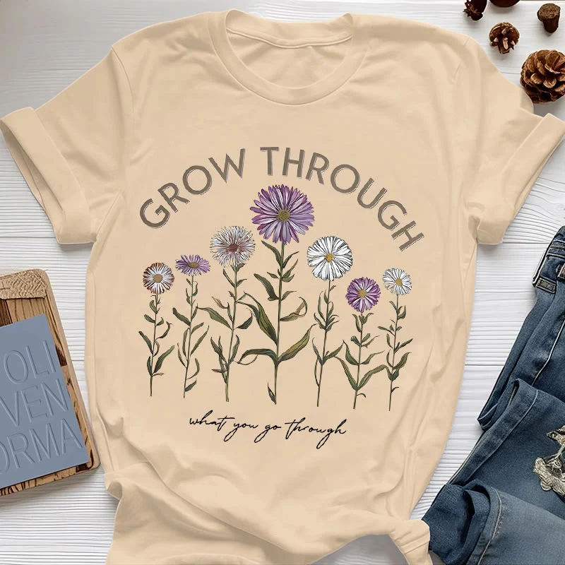 Olivenorma – T-Shirt mit Blumenmuster