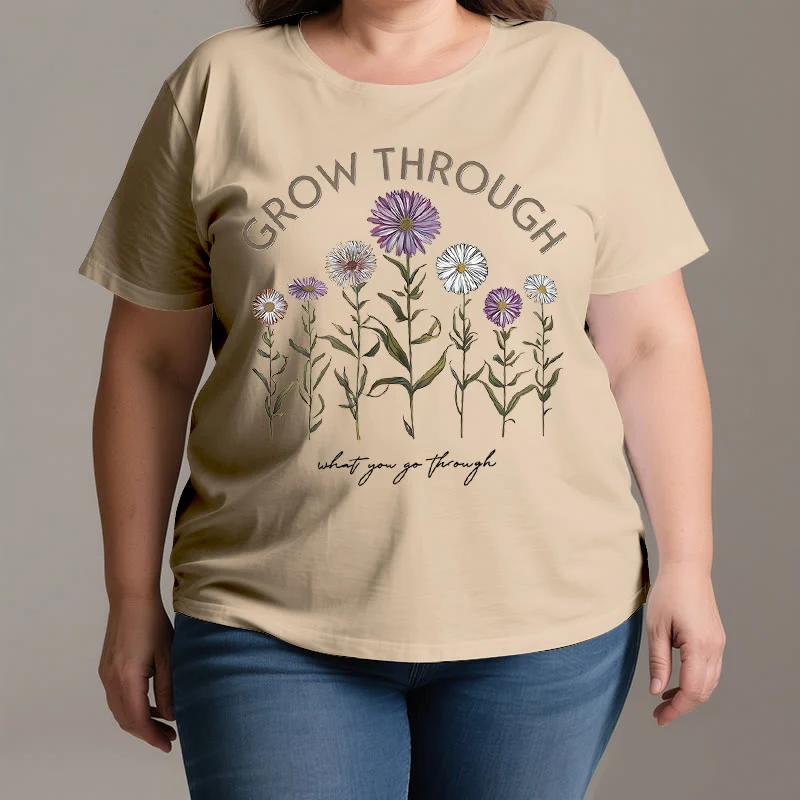 Olivenorma – T-Shirt mit Blumenmuster