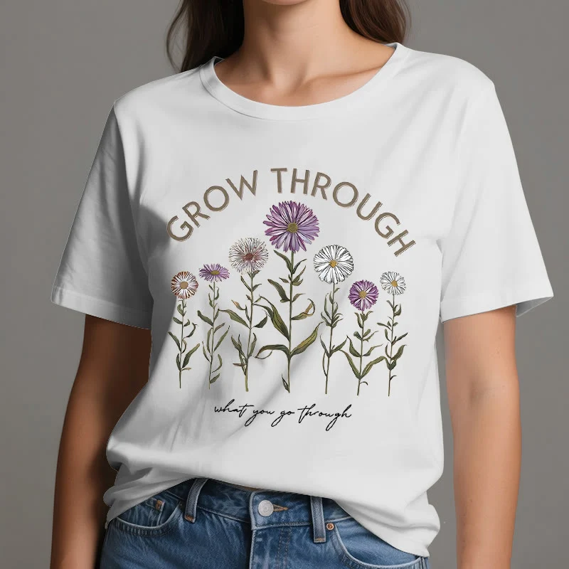 Olivenorma – T-Shirt mit Blumenmuster