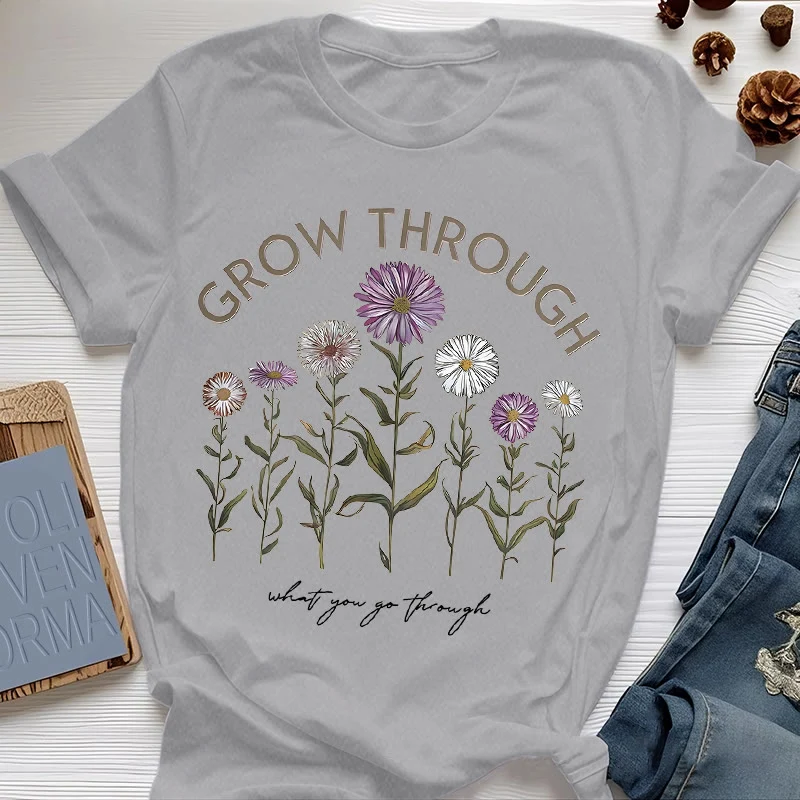 Olivenorma – T-Shirt mit Blumenmuster