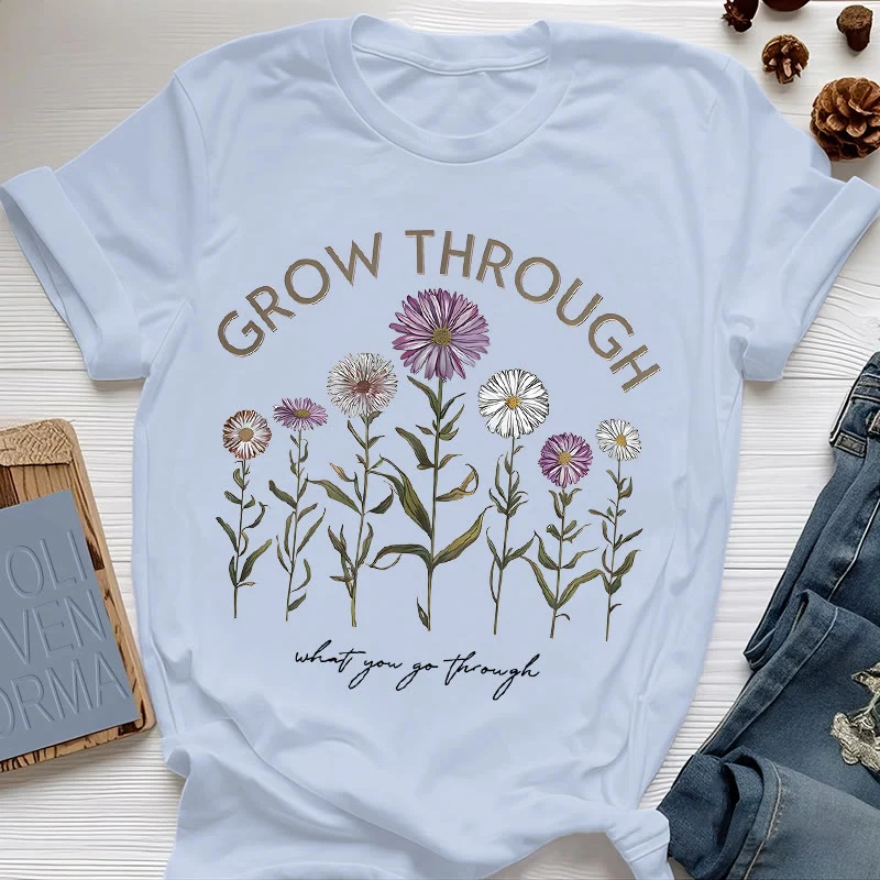 Olivenorma – T-Shirt mit Blumenmuster