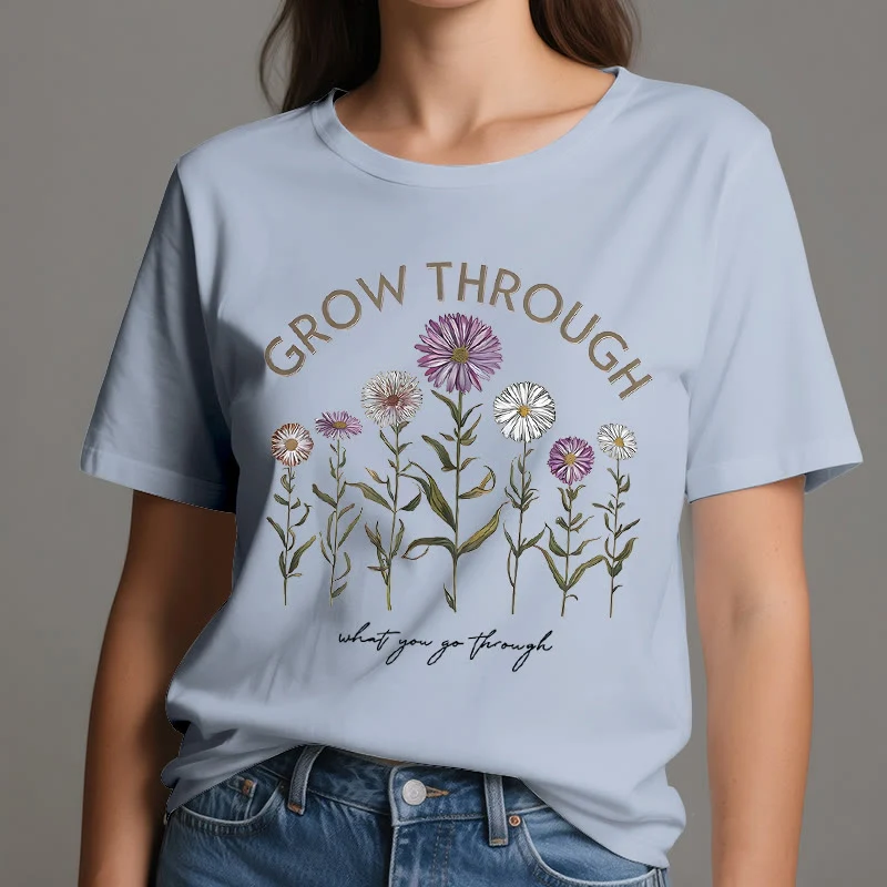 Olivenorma – T-Shirt mit Blumenmuster