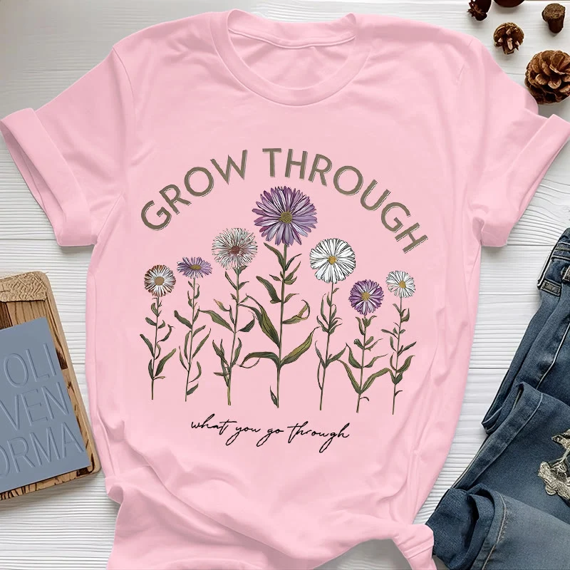 Olivenorma – T-Shirt mit Blumenmuster