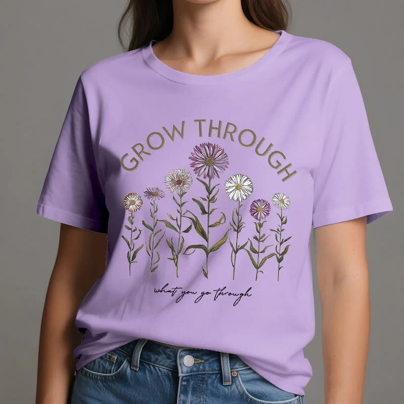 Olivenorma – T-Shirt mit Blumenmuster