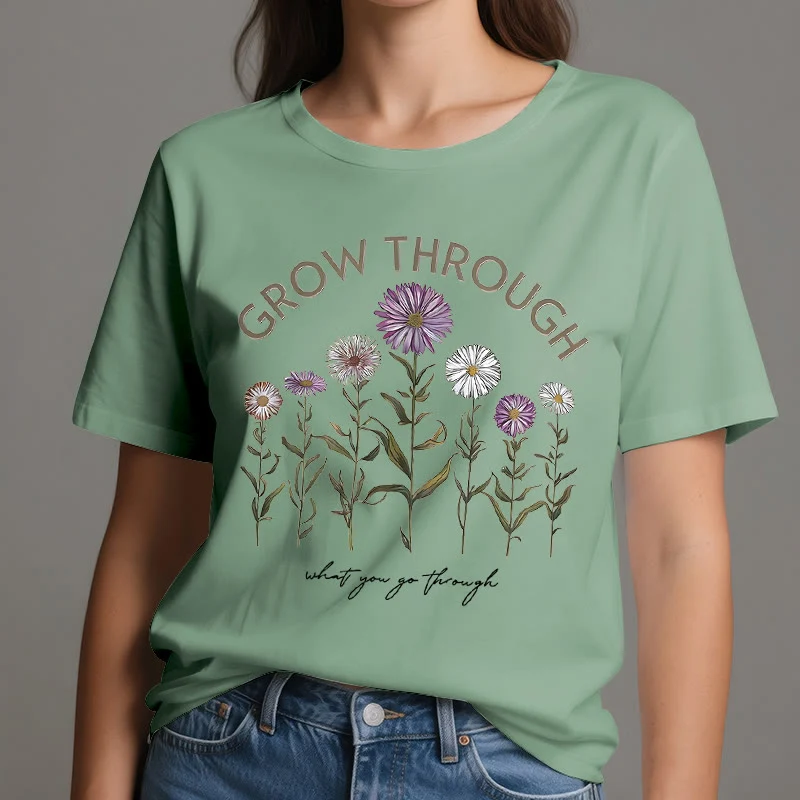 Olivenorma – T-Shirt mit Blumenmuster