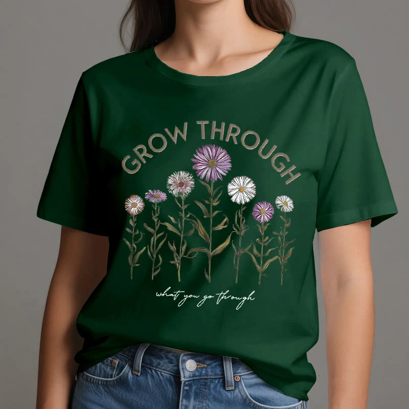 Olivenorma – T-Shirt mit Blumenmuster