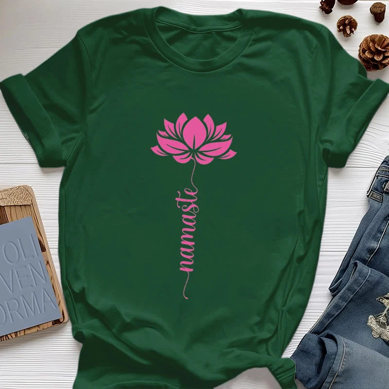 Olivenorma Namaste Lotus Yoga Baumwoll-T-Shirt