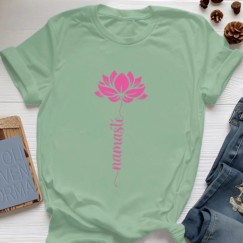 Olivenorma Namaste Lotus Yoga Baumwoll-T-Shirt