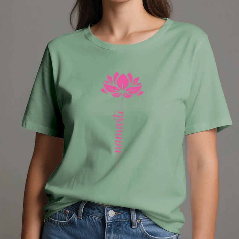 Olivenorma Namaste Lotus Yoga Baumwoll-T-Shirt