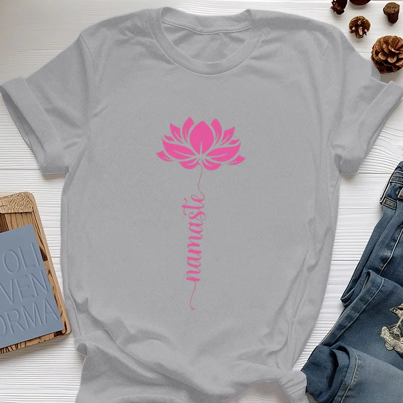 Olivenorma Namaste Lotus Yoga Baumwoll-T-Shirt