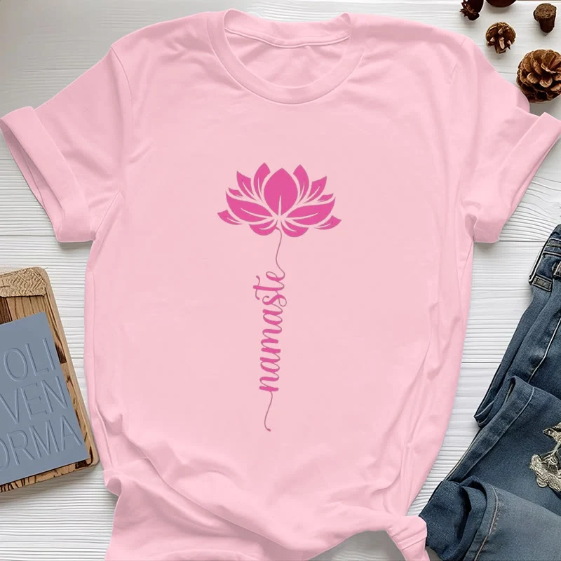 Olivenorma Namaste Lotus Yoga Baumwoll-T-Shirt