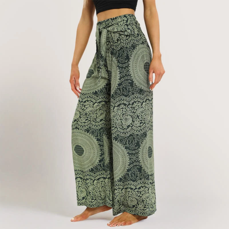 Olivenorma Mandala Boho Yogahose mit weitem Bein