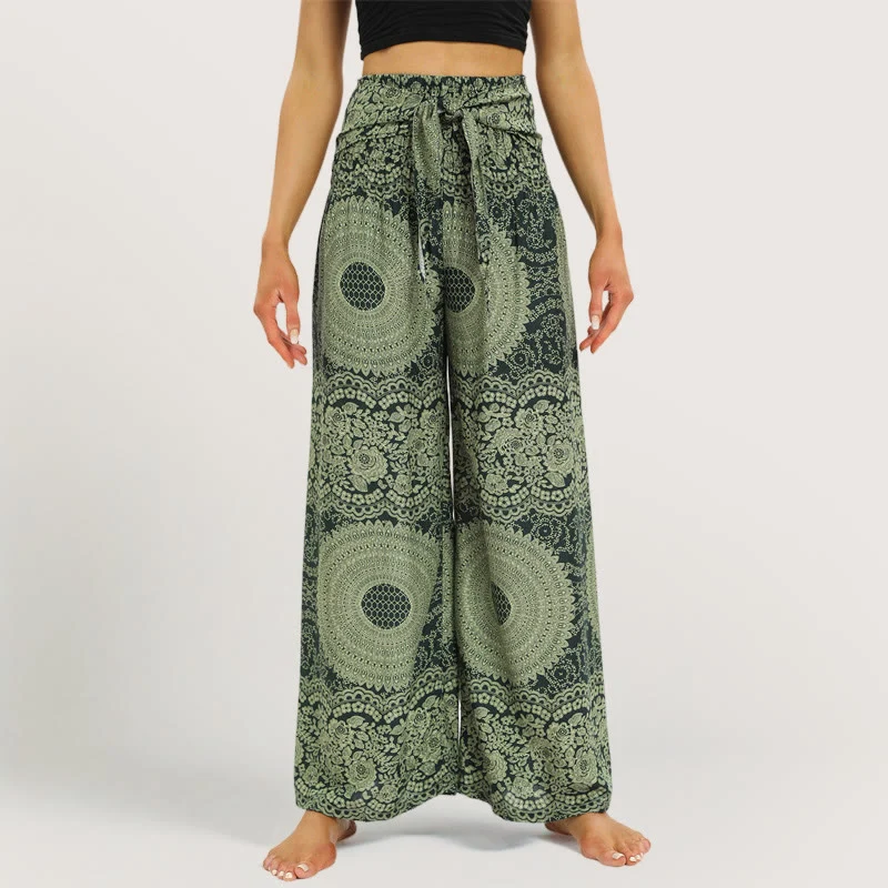 Olivenorma Mandala Boho Yogahose mit weitem Bein