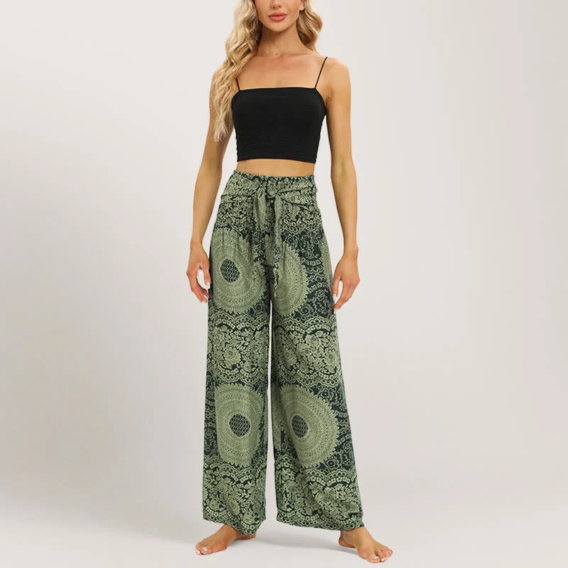 Olivenorma Mandala Boho Yogahose mit weitem Bein
