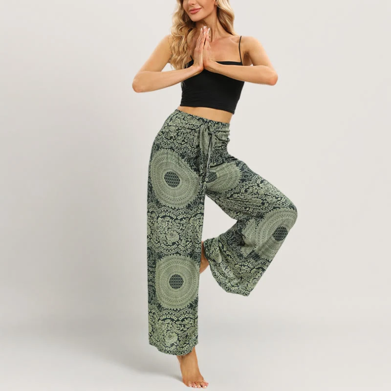 Olivenorma Mandala Boho Yogahose mit weitem Bein