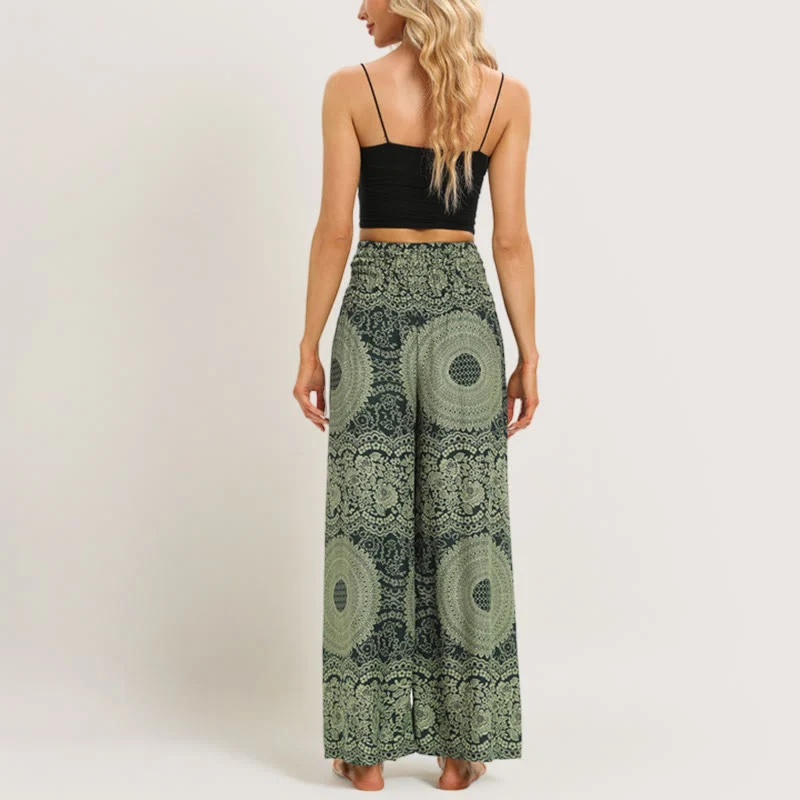 Olivenorma Mandala Boho Yogahose mit weitem Bein