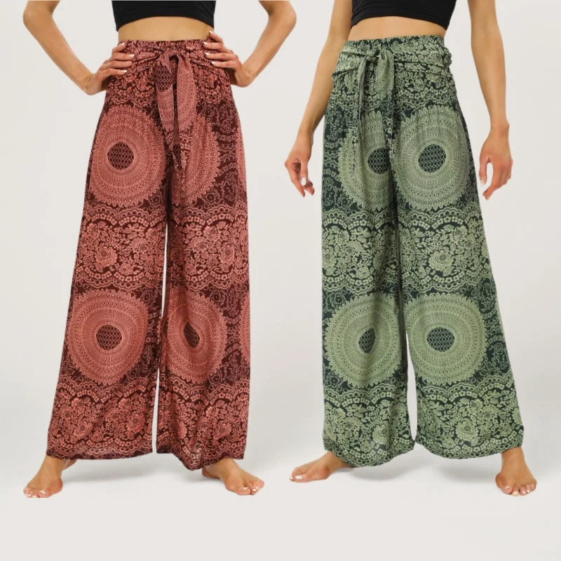 Olivenorma Mandala Boho Yogahose mit weitem Bein