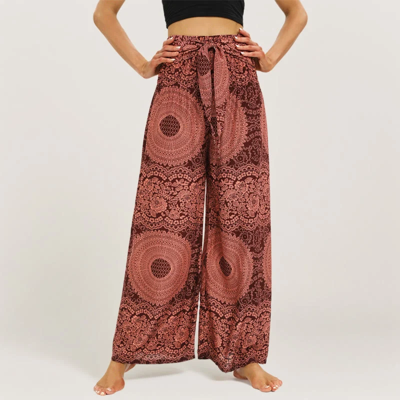 Olivenorma Mandala Boho Yogahose mit weitem Bein