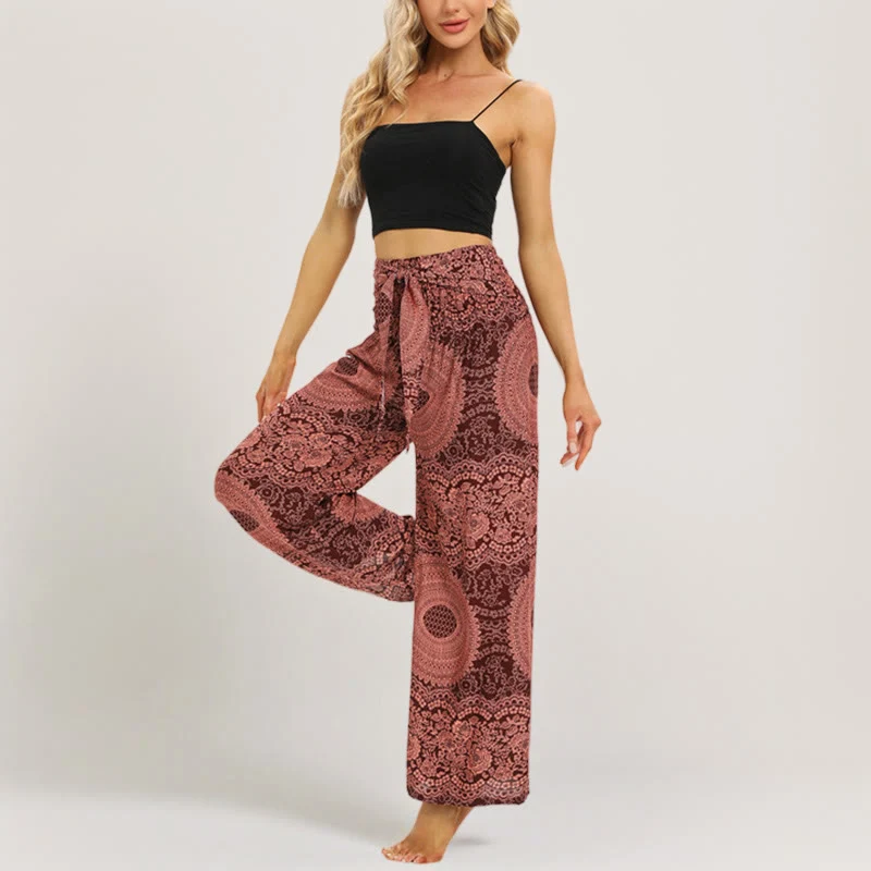 Olivenorma Mandala Boho Yogahose mit weitem Bein
