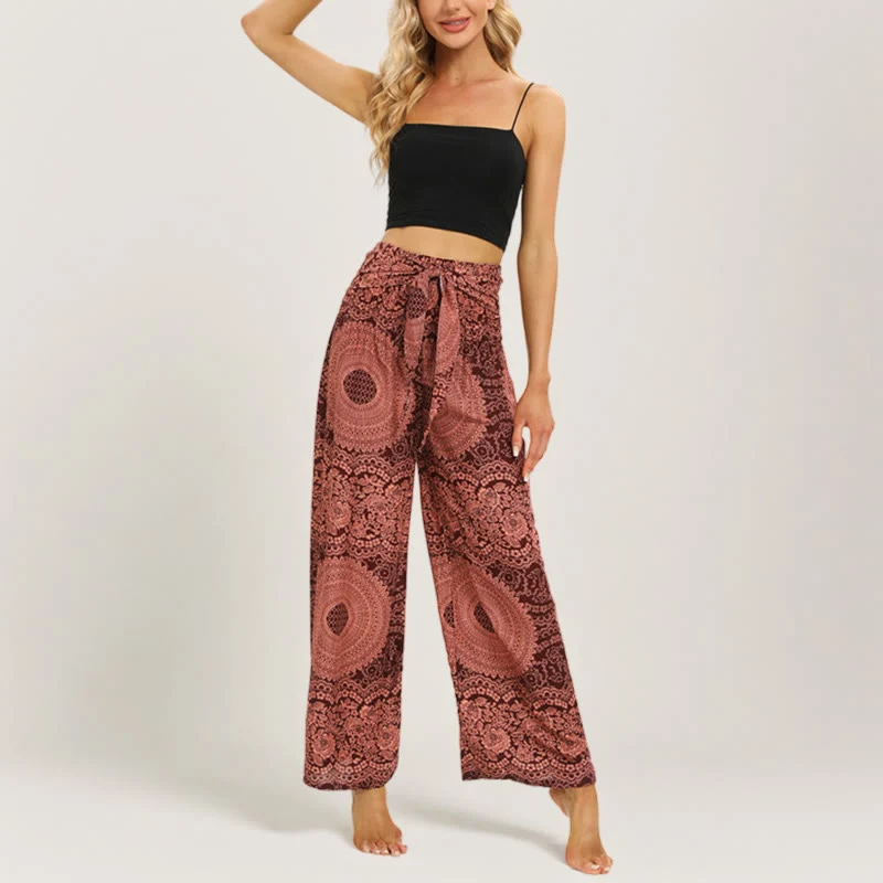 Olivenorma Mandala Boho Yogahose mit weitem Bein
