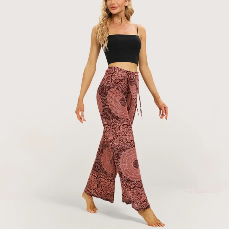 Olivenorma Mandala Boho Yogahose mit weitem Bein