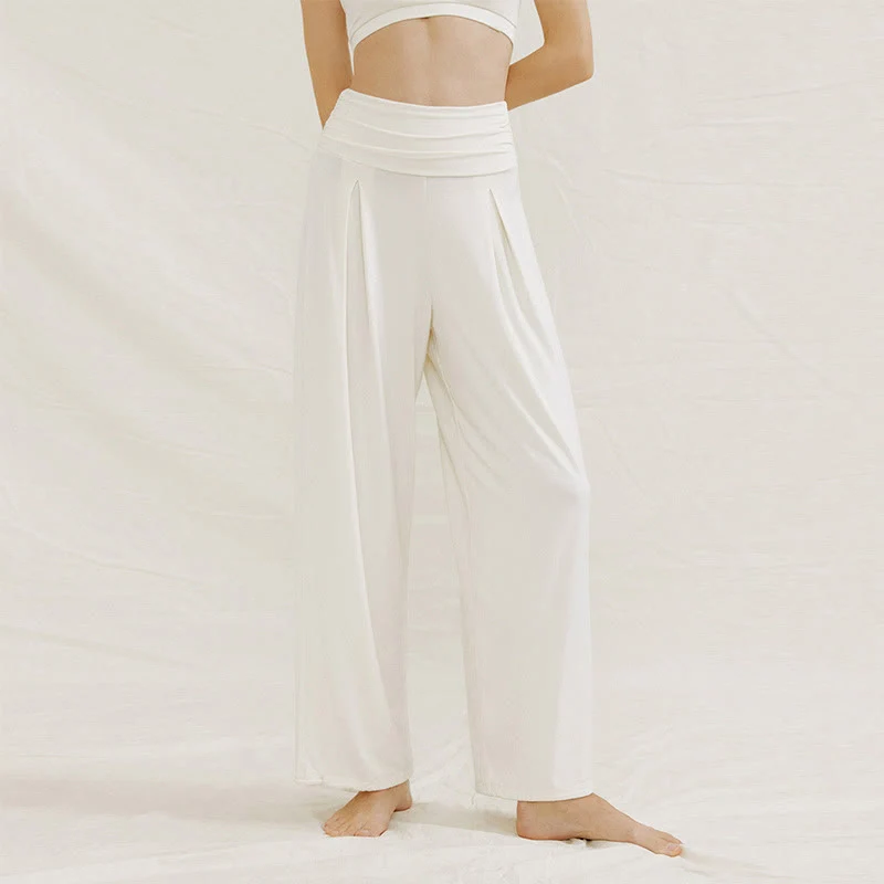 Olivenorma – Verstellbare Yogahose mit weitem Bein