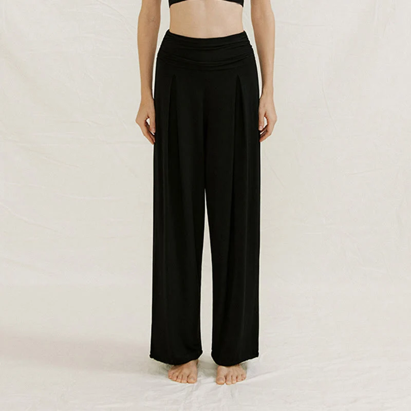 Olivenorma – Verstellbare Yogahose mit weitem Bein