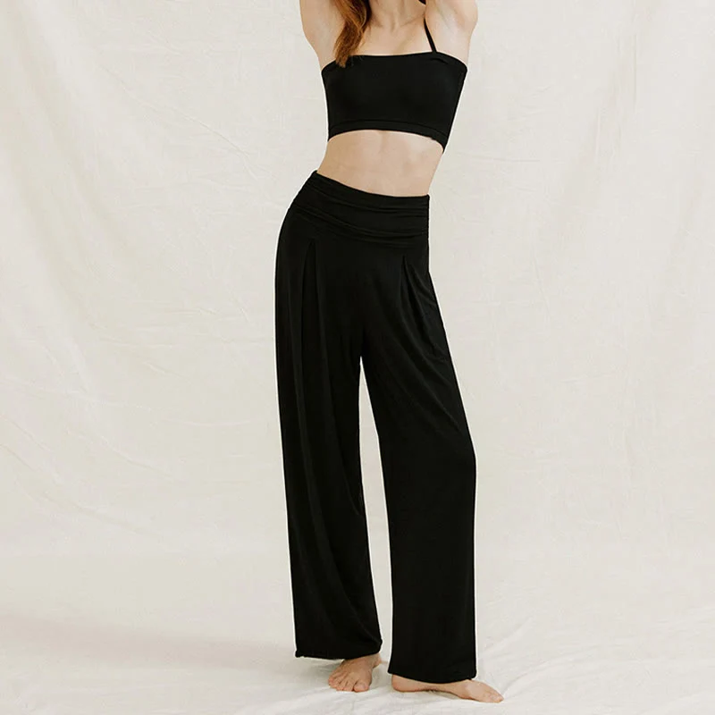 Olivenorma – Verstellbare Yogahose mit weitem Bein