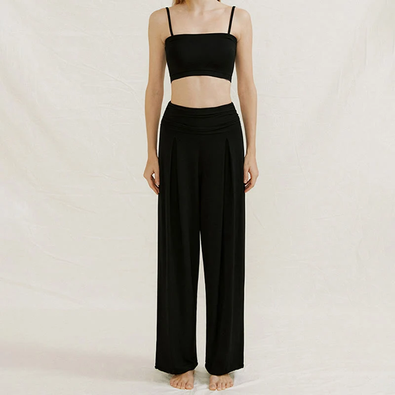 Olivenorma – Verstellbare Yogahose mit weitem Bein