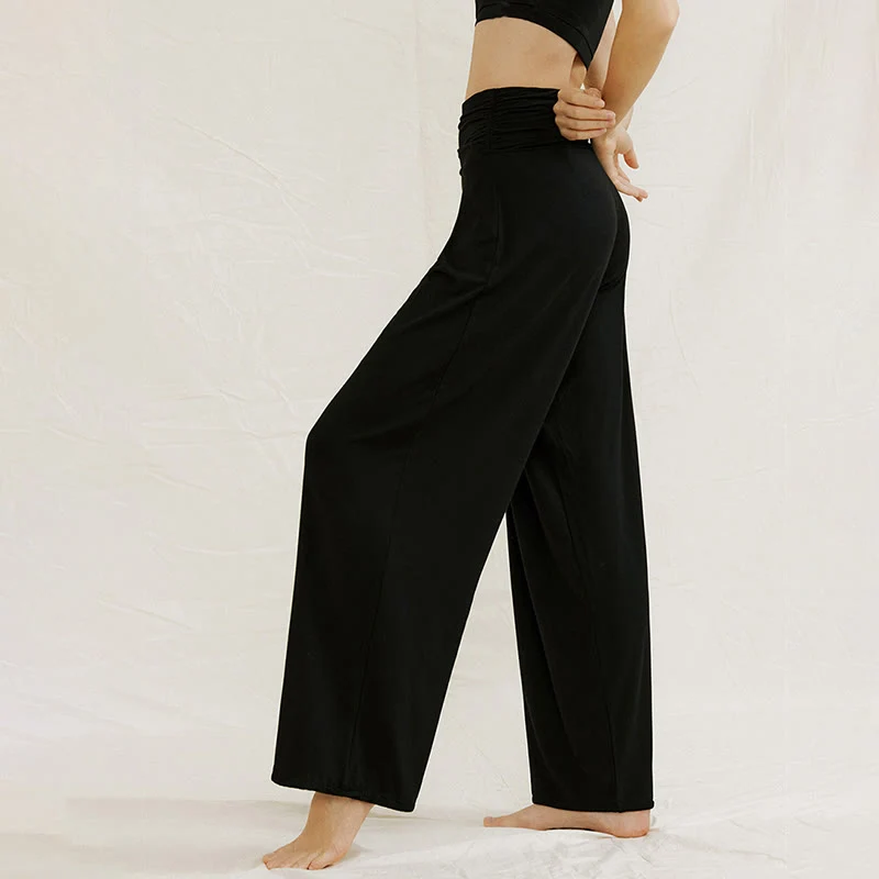 Olivenorma – Verstellbare Yogahose mit weitem Bein