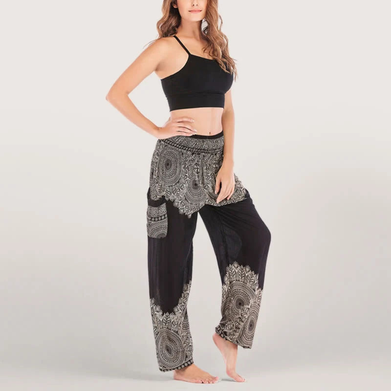 Olivenorma Boho Yoga-Loungehose mit Bündchen