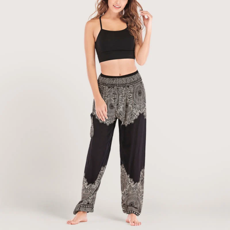 Olivenorma Boho Yoga-Loungehose mit Bündchen