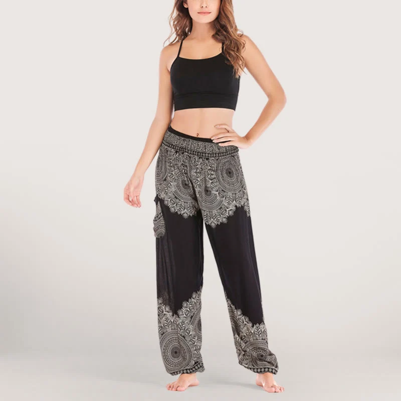 Olivenorma Boho Yoga-Loungehose mit Bündchen