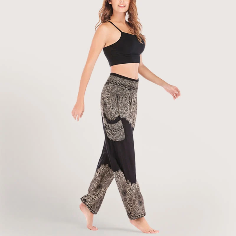 Olivenorma Boho Yoga-Loungehose mit Bündchen