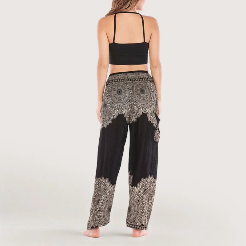 Olivenorma Boho Yoga-Loungehose mit Bündchen