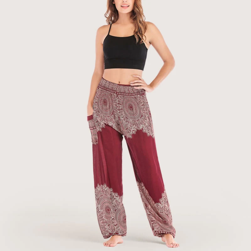 Olivenorma Boho Yoga-Loungehose mit Bündchen