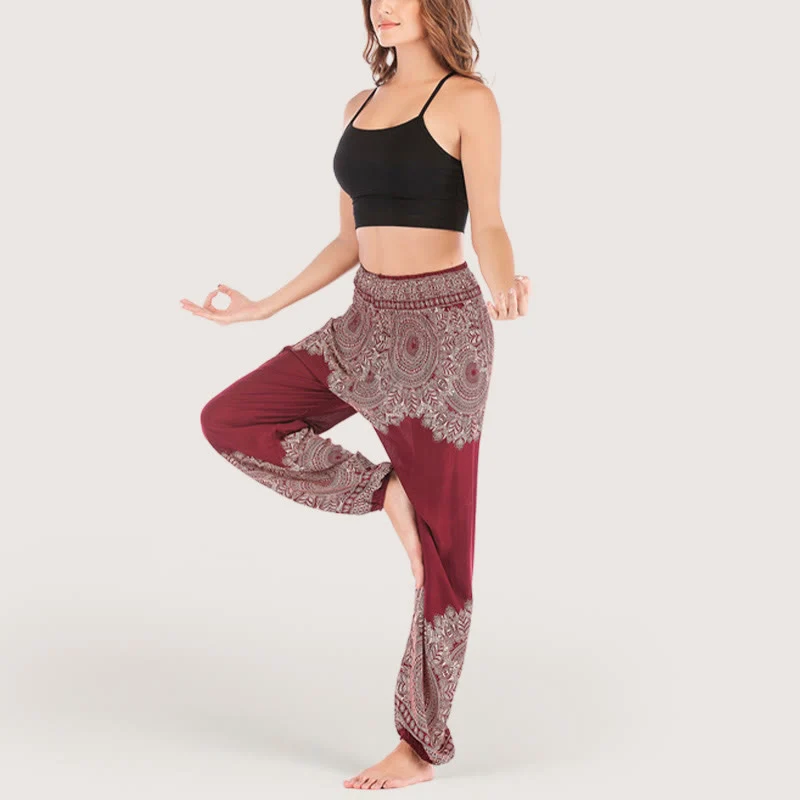 Olivenorma Boho Yoga-Loungehose mit Bündchen