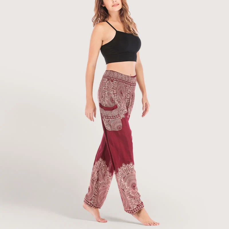 Olivenorma Boho Yoga-Loungehose mit Bündchen