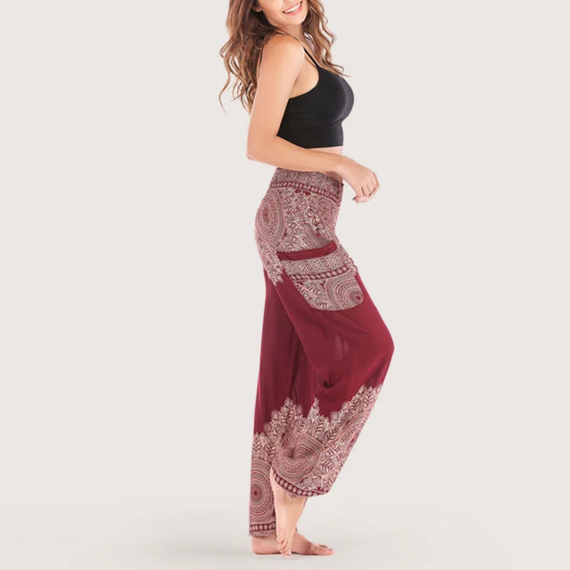 Olivenorma Boho Yoga-Loungehose mit Bündchen