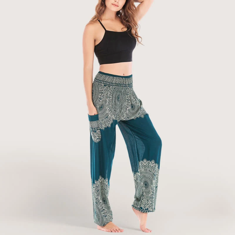 Olivenorma Boho Yoga-Loungehose mit Bündchen