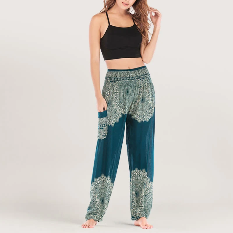 Olivenorma Boho Yoga-Loungehose mit Bündchen