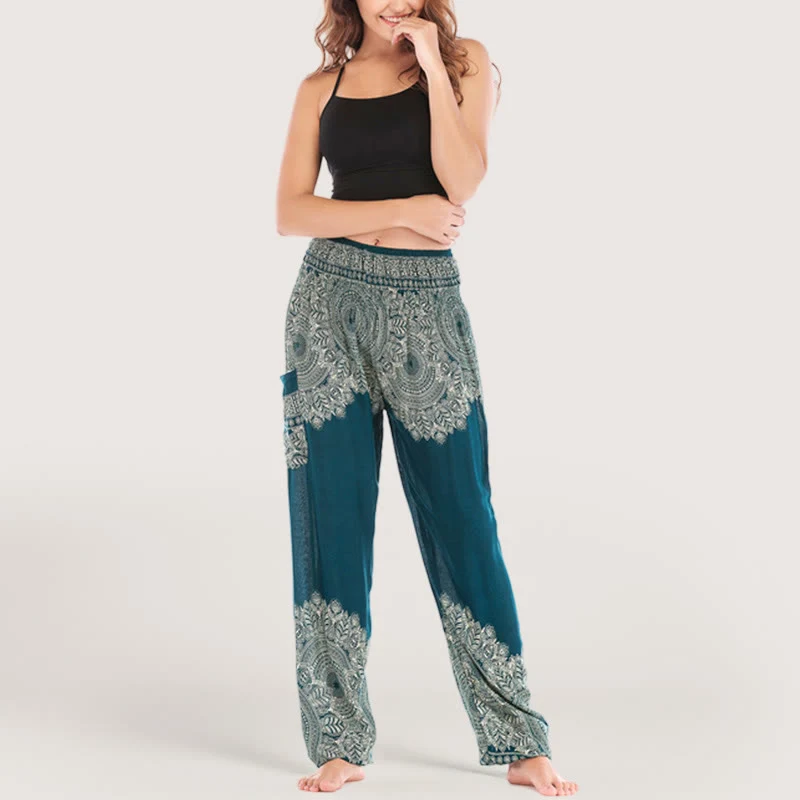 Olivenorma Boho Yoga-Loungehose mit Bündchen