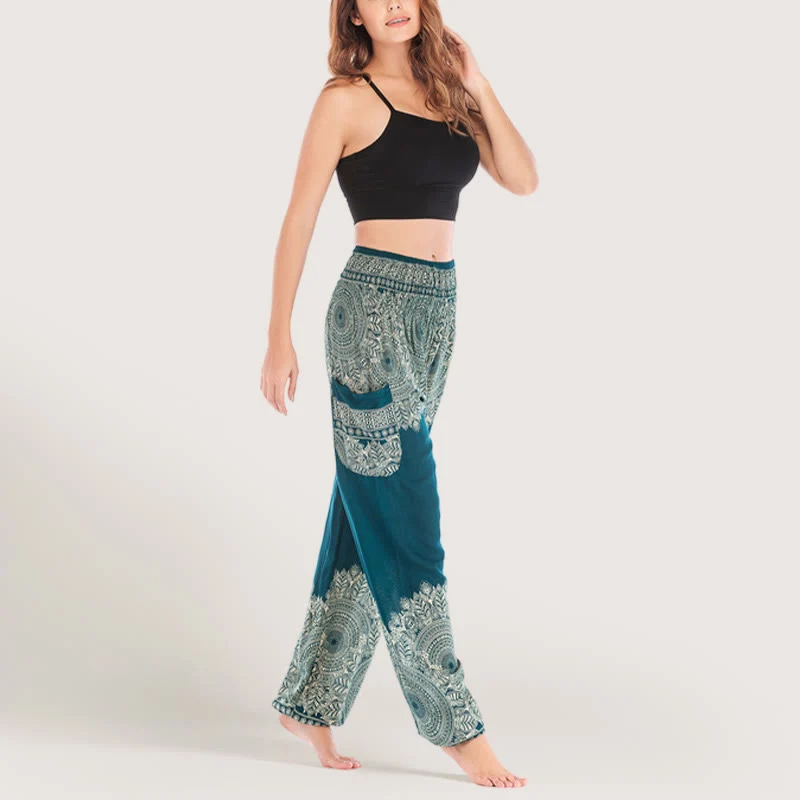 Olivenorma Boho Yoga-Loungehose mit Bündchen