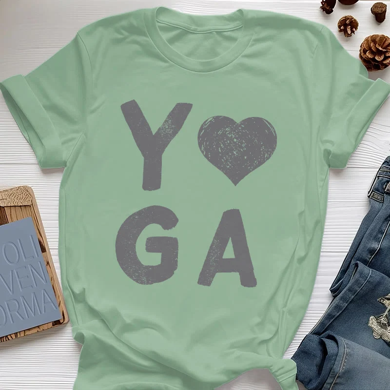 Olivenorma – Yoga-T-Shirt mit Herz-Print