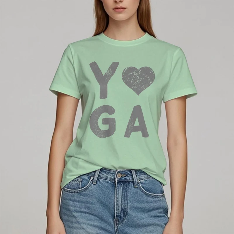 Olivenorma – Yoga-T-Shirt mit Herz-Print