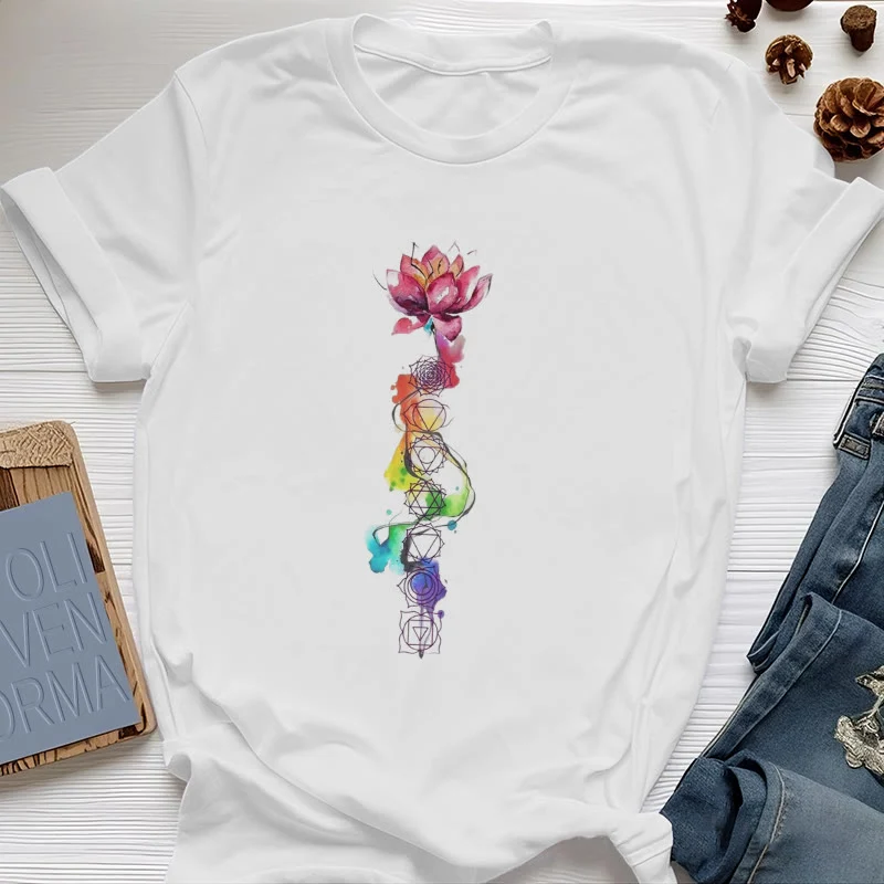 Olivenorma – T-Shirt mit Lotus-Chakra-Energie-Aquarelldruck