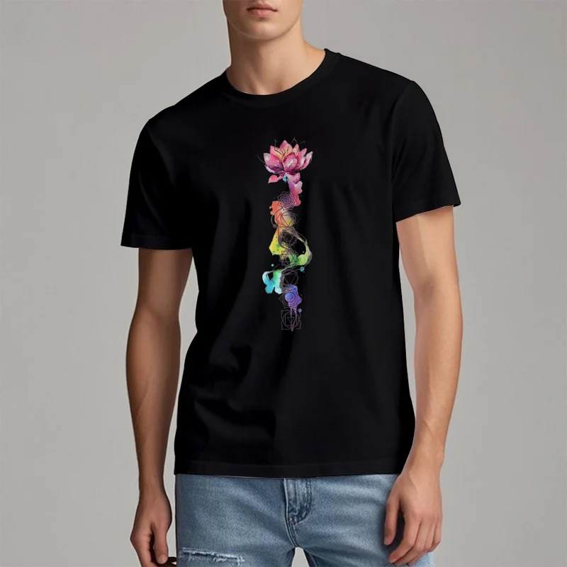 Olivenorma – T-Shirt mit Lotus-Chakra-Energie-Aquarelldruck